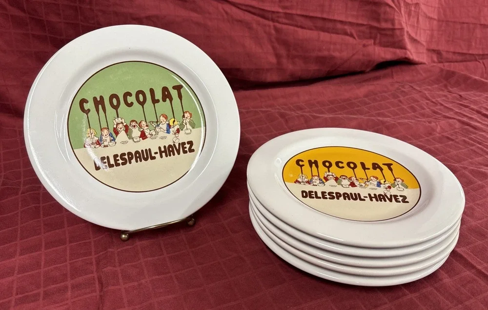 POTTERY BARN Chocolat Delespaul-Havez Ceramic Chocolate Dessert Plates Set of 6